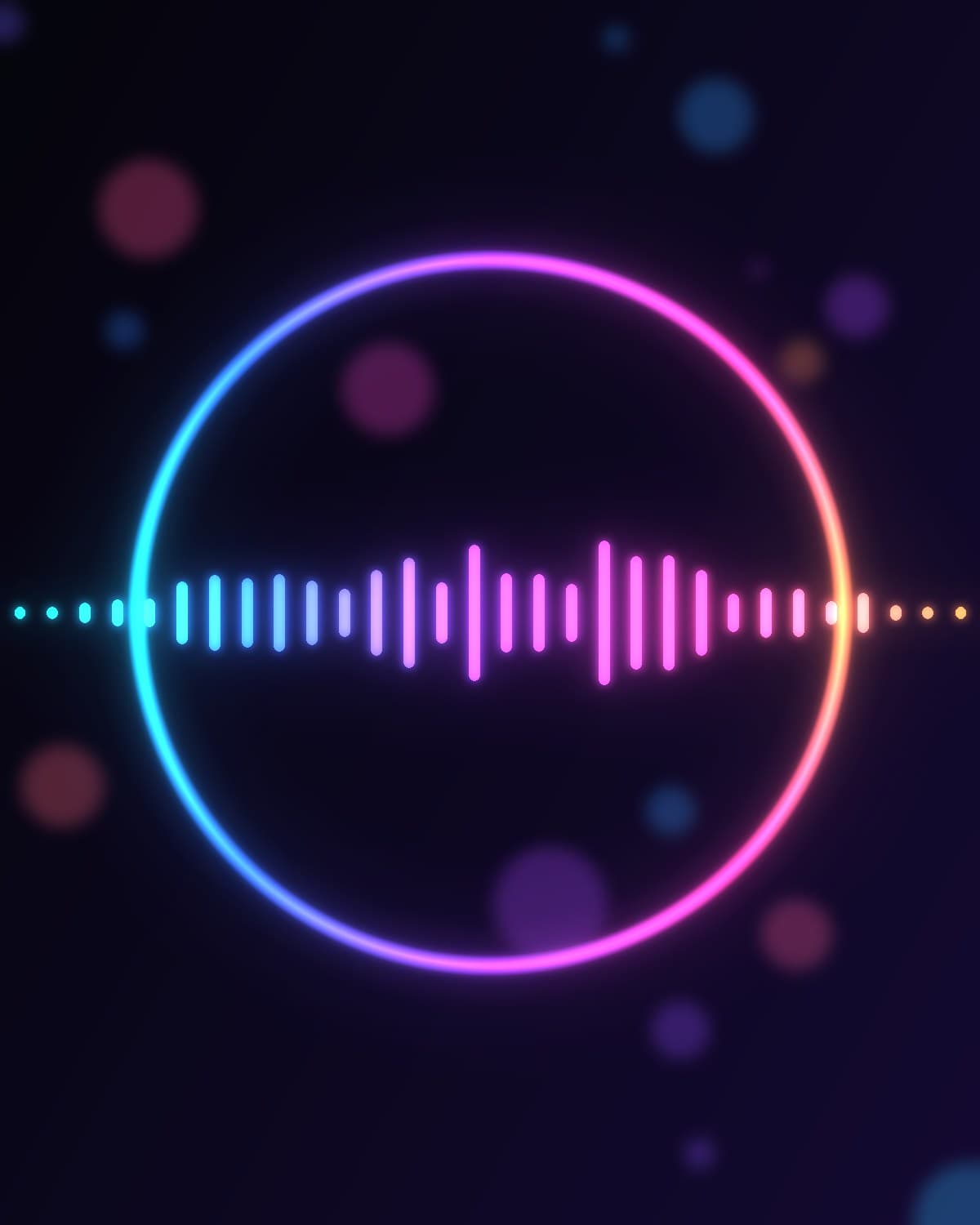 Neon sound wave inside a glowing ring